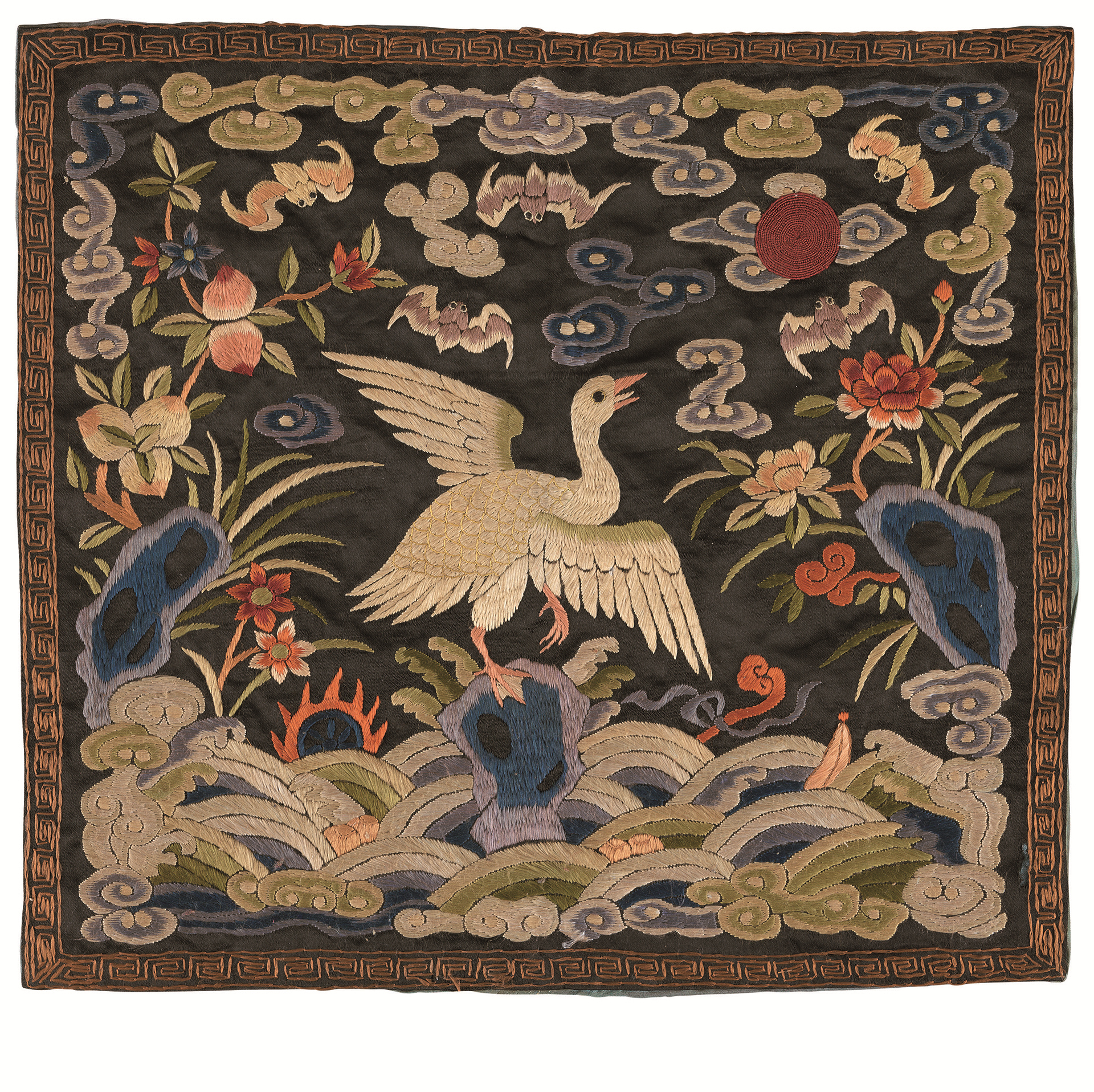 青缎地平针绣芦雁补子     藏品信息 藏品类型:织